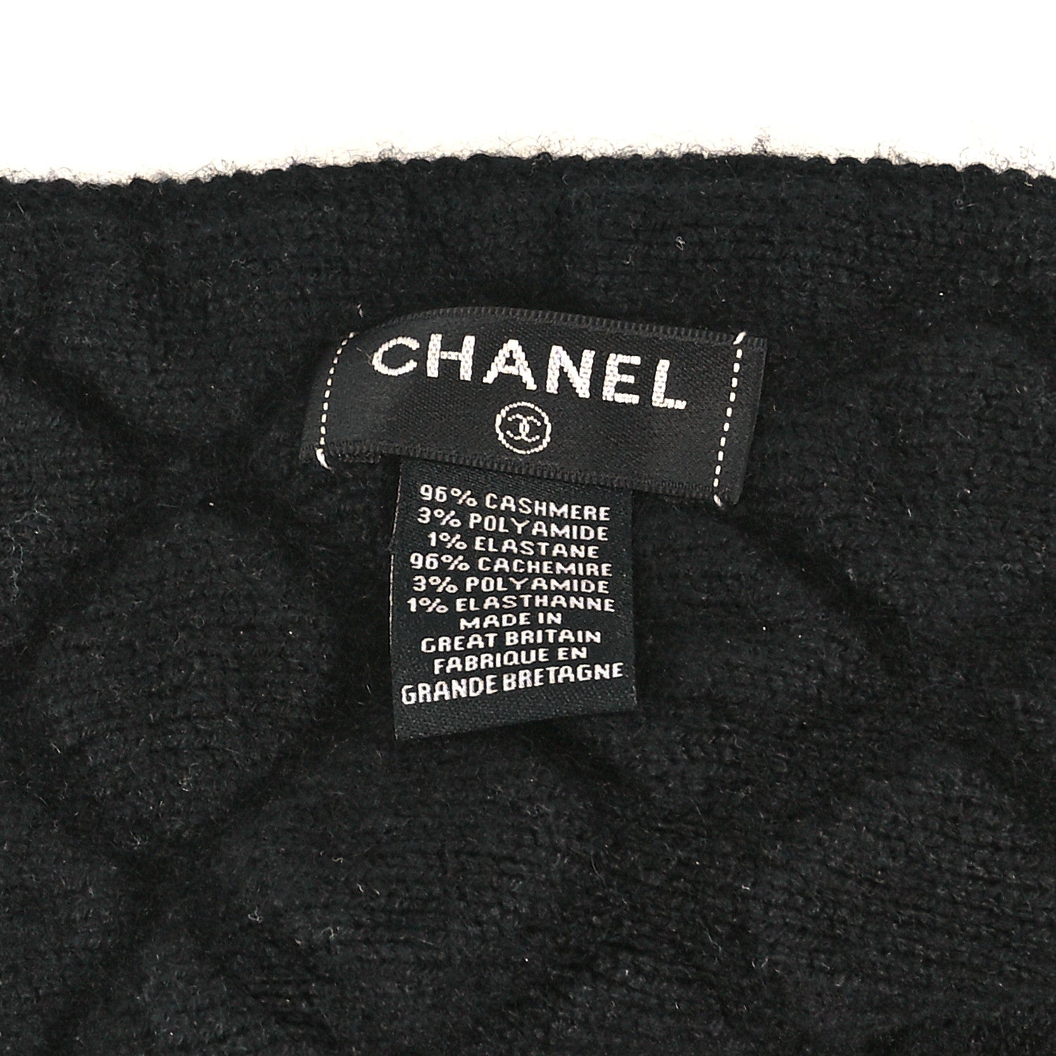 Chanel Cashmere Quilted Scarf Black 3 of 3