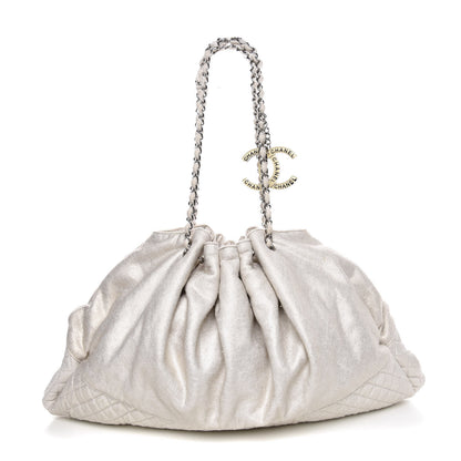 Chanel Metallic Jersey Quilted Melrose Cabas Light Beige 1 of 8