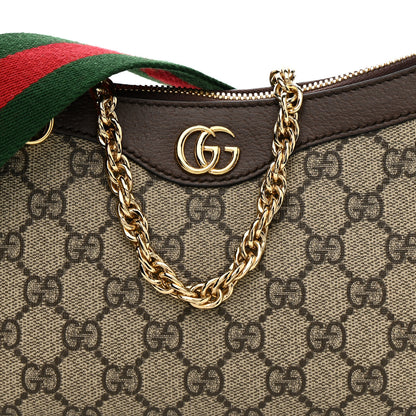 Gucci GG Supreme Monogram Textured Dollar Calfskin Web Small Ophidia GG Handbag Beige Ebony New Acero 9 of 12