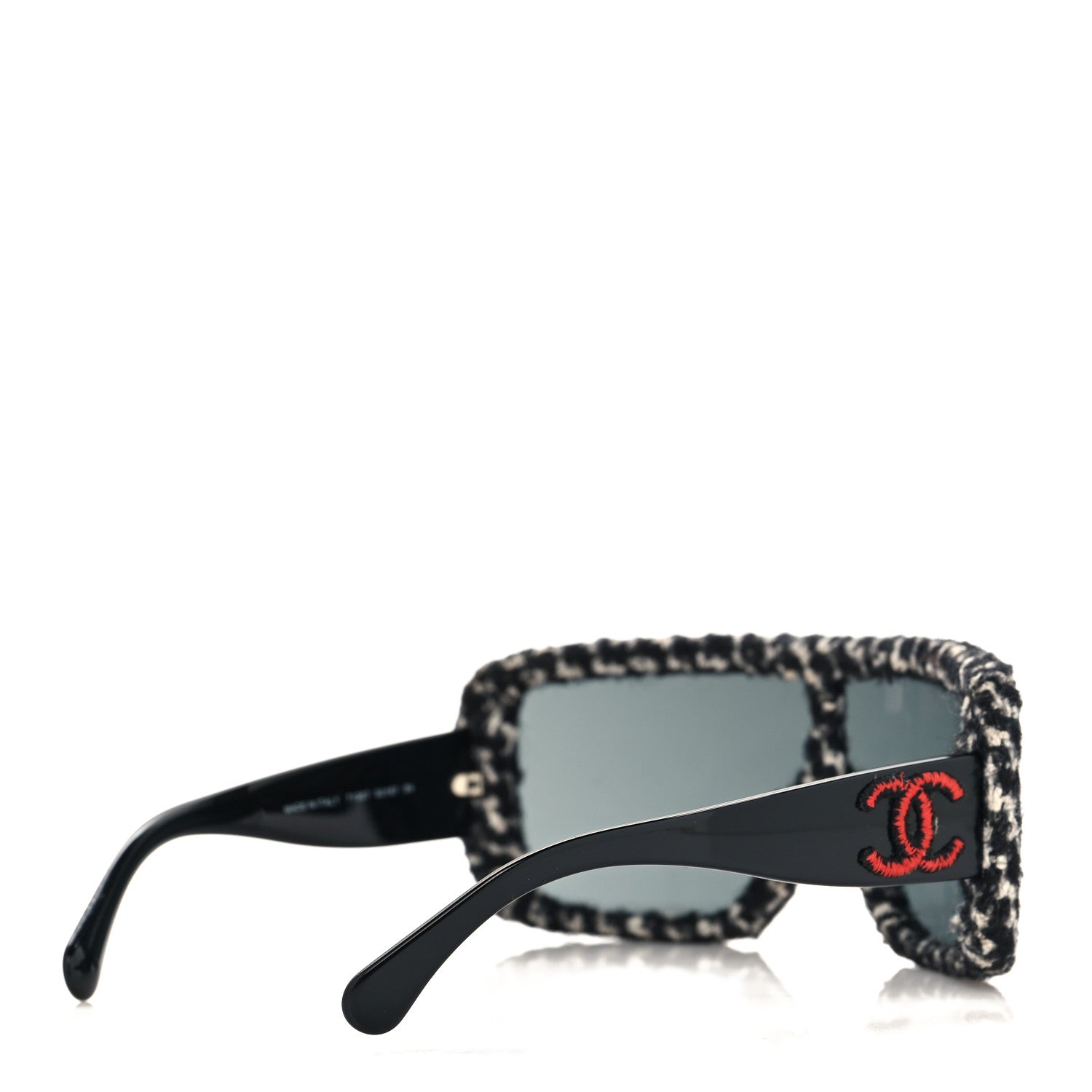 Chanel Tweed Shield Sunglasses 71367 Black Red 4 of 8