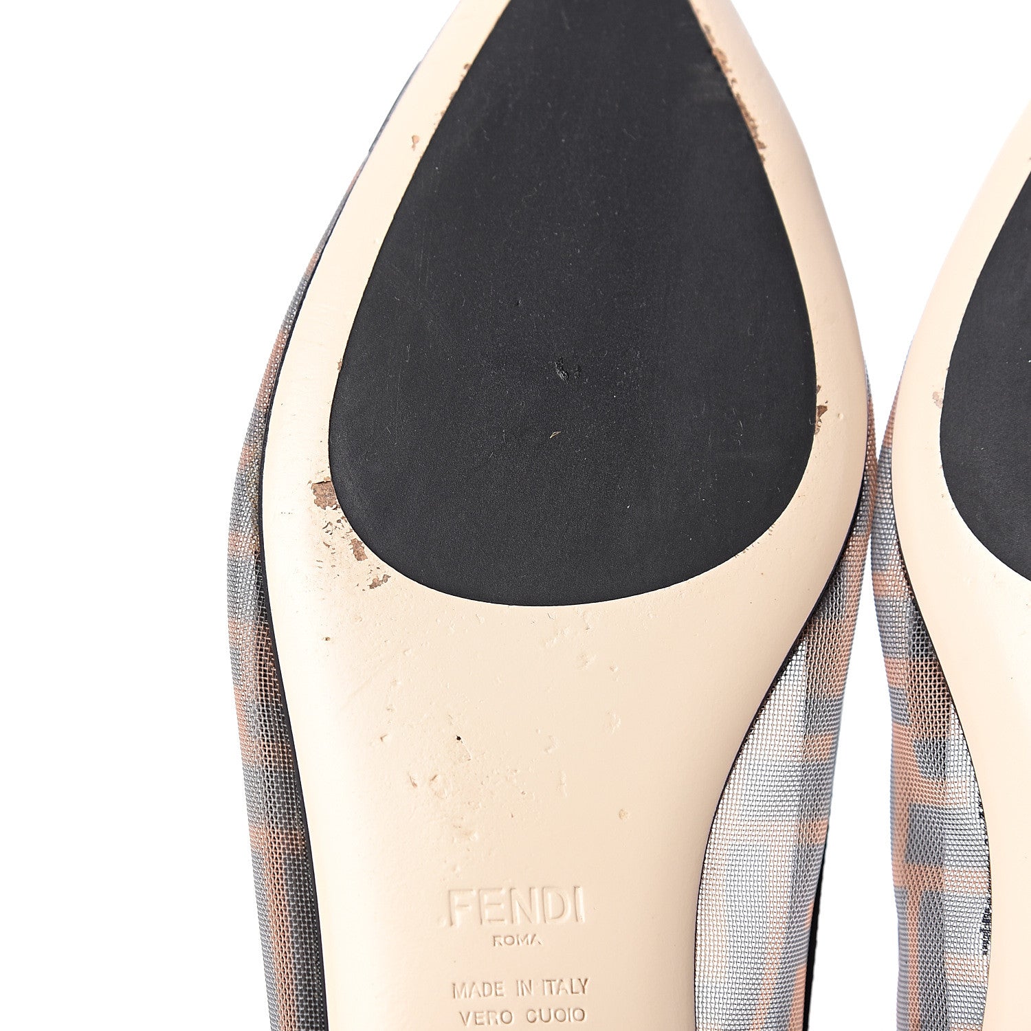 Fendi Mesh FF Skimmer Ballerina Flats 40 Tobacco Moro Black 7 of 10