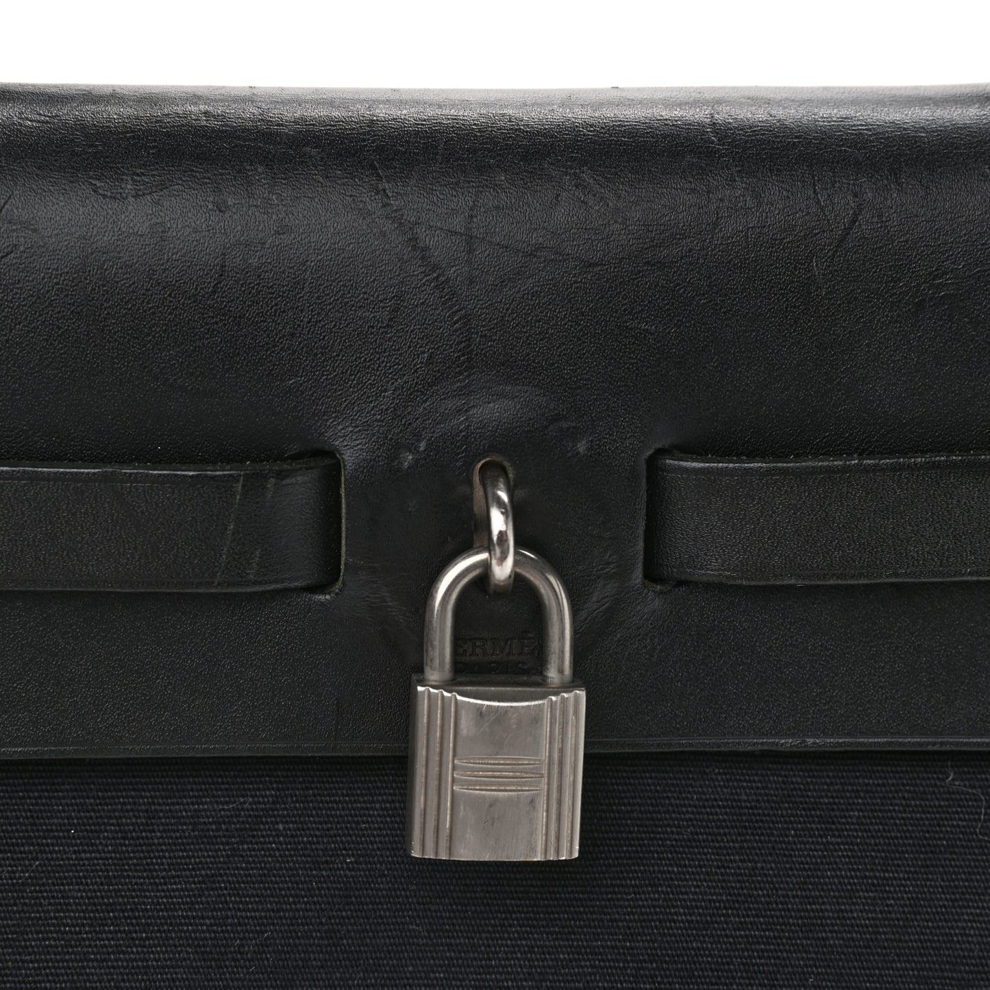 Toile Vache Calfskin Herbag 30 PM Black