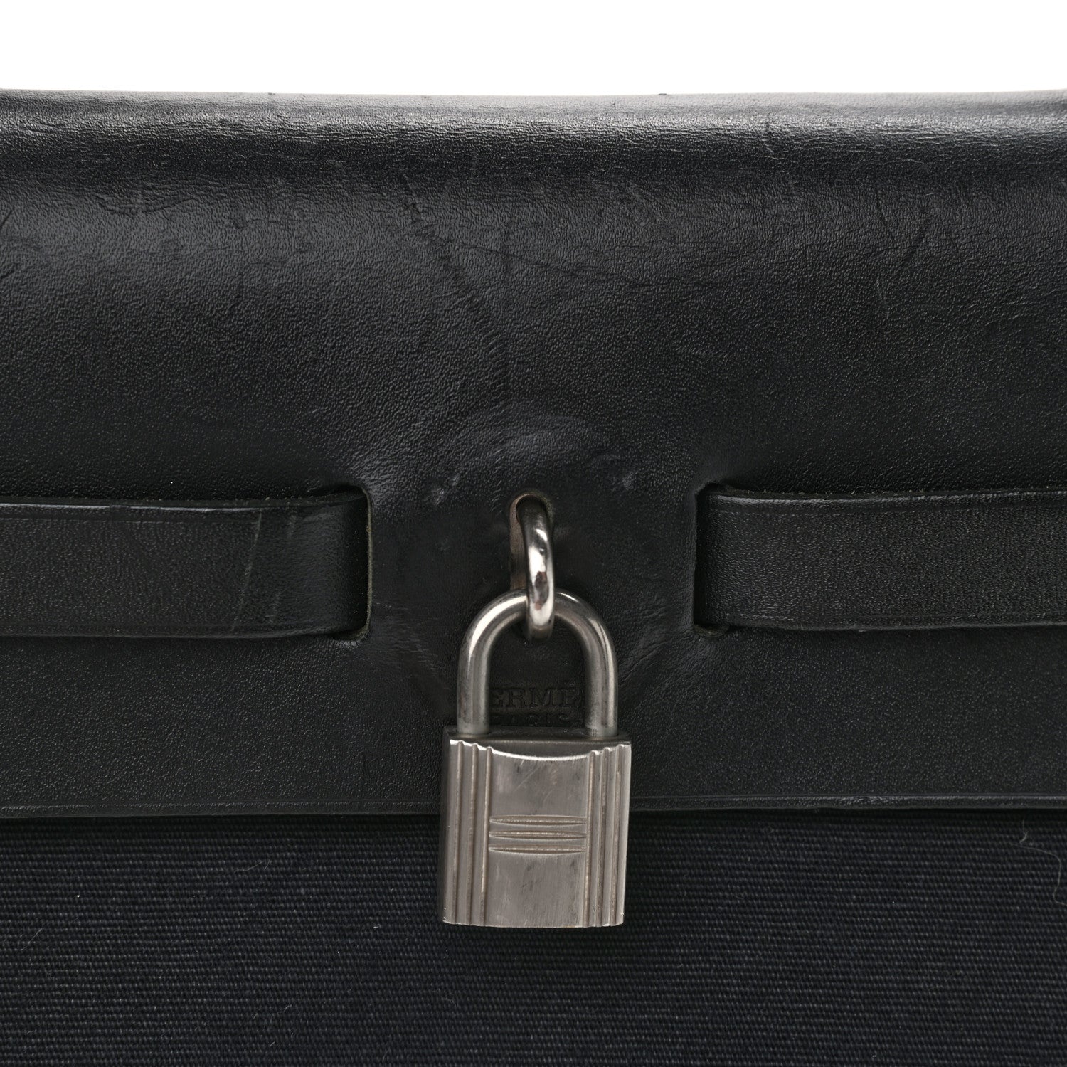 Hermes Toile Vache Calfskin Herbag 30 PM Black 8 of 13