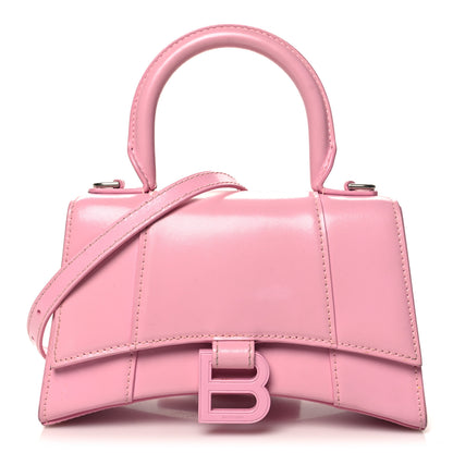 Balenciaga Shiny Box Calfskin Tonal B Hourglass Top Handle Bag XS Candy Pink 1 of 14