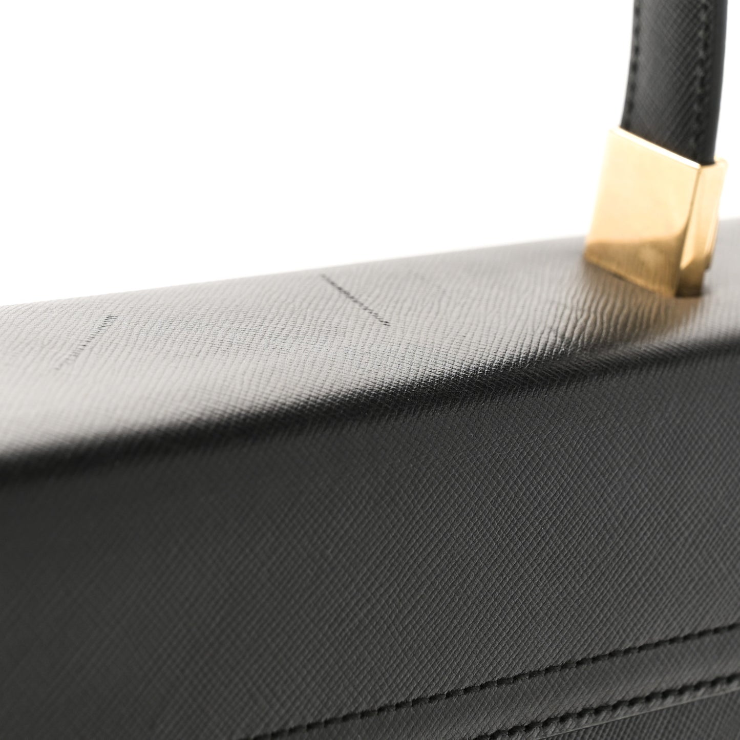 Hammered Calfskin Iconic Large Top Handle Bag Black