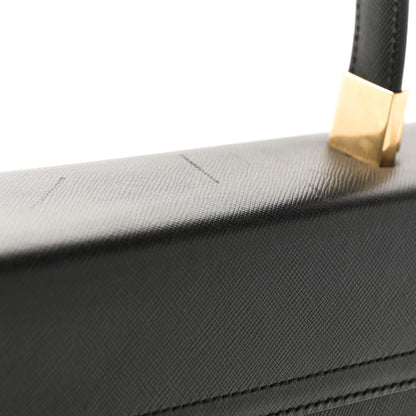 Salvatore Ferragamo Hammered Calfskin Iconic Large Top Handle Bag Black 10 of 10