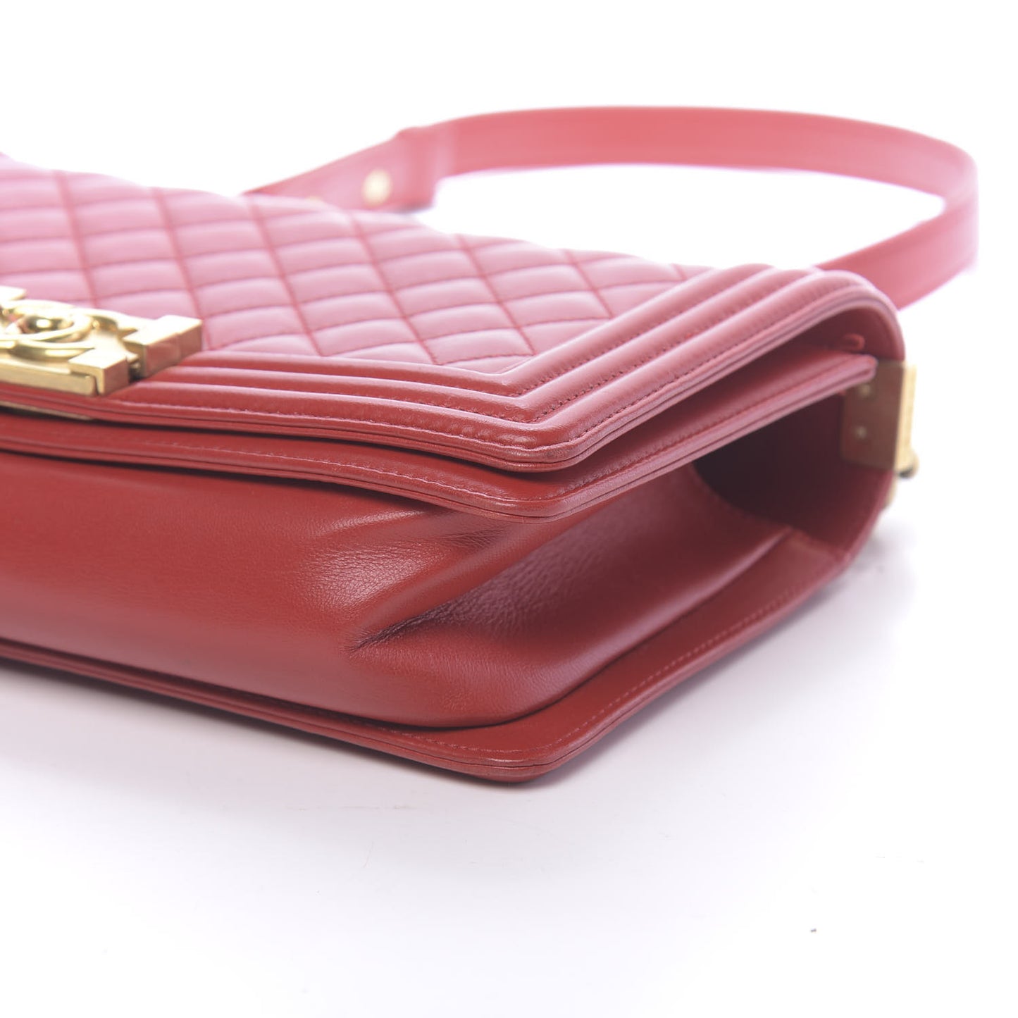 Lambskin Quilted Medium Boy Flap Red