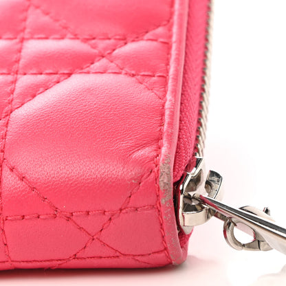 Christian Dior Lambskin Cannage Lady Dior Zip Wallet Rose Hot Pink 9 of 10