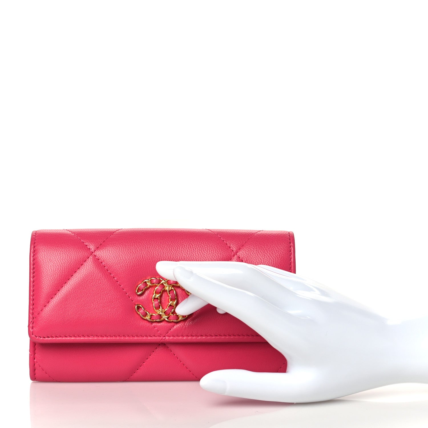 Chanel Lambskin Quilted Chanel 19 Flap Wallet Dark Pink 2 of 9