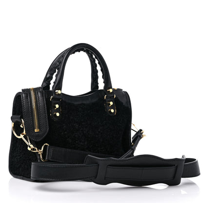 Balenciaga Shearling Gold Metallic Edge Hardware Mini City Black 4 of 12
