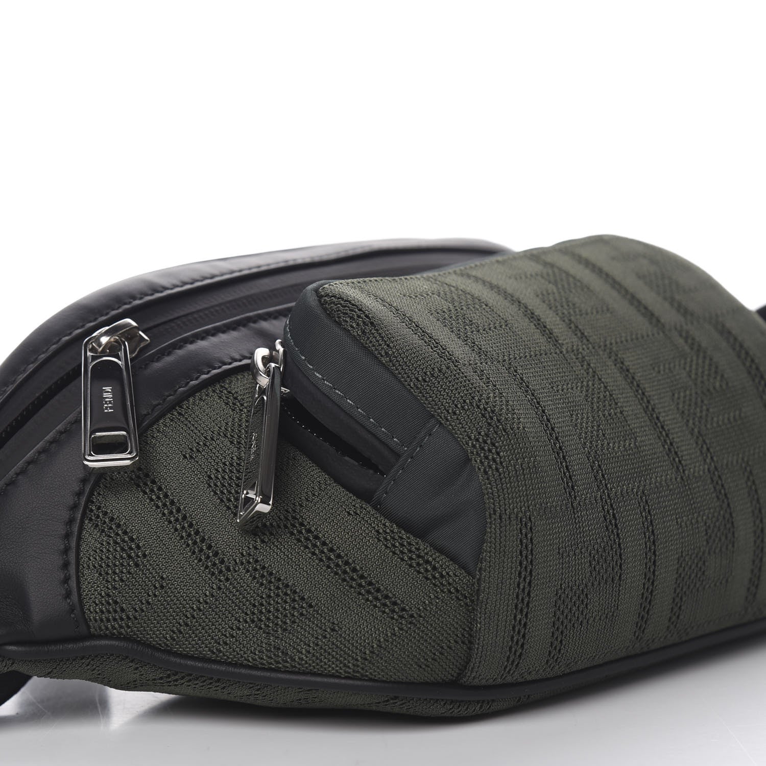 Fendi Neoprene Mesh Vitello Grace FF Pocket Belt Bag Verde Militare 7 of 9