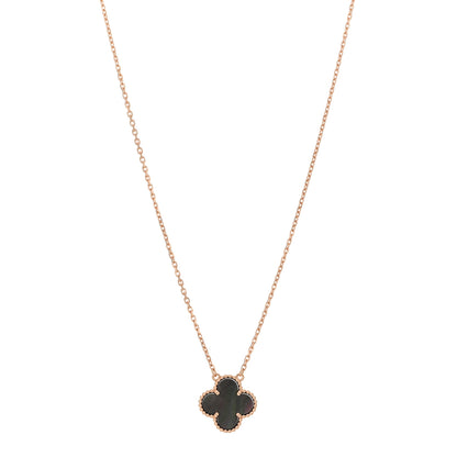 Van Cleef & Arpels 18K Rose Gold Gray Mother of Pearl Vintage Alhambra Pendant Necklace 1 of 5