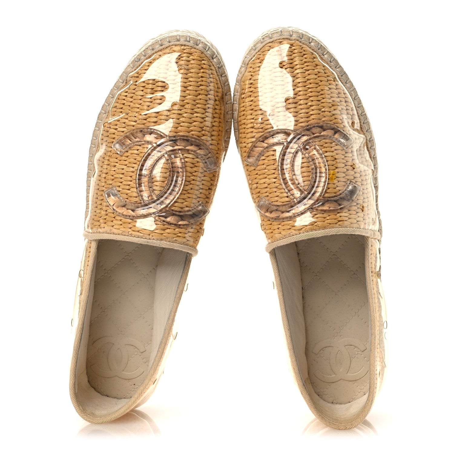 Chanel PVC Raffia CC Espadrilles 36 Beige 2 of 12
