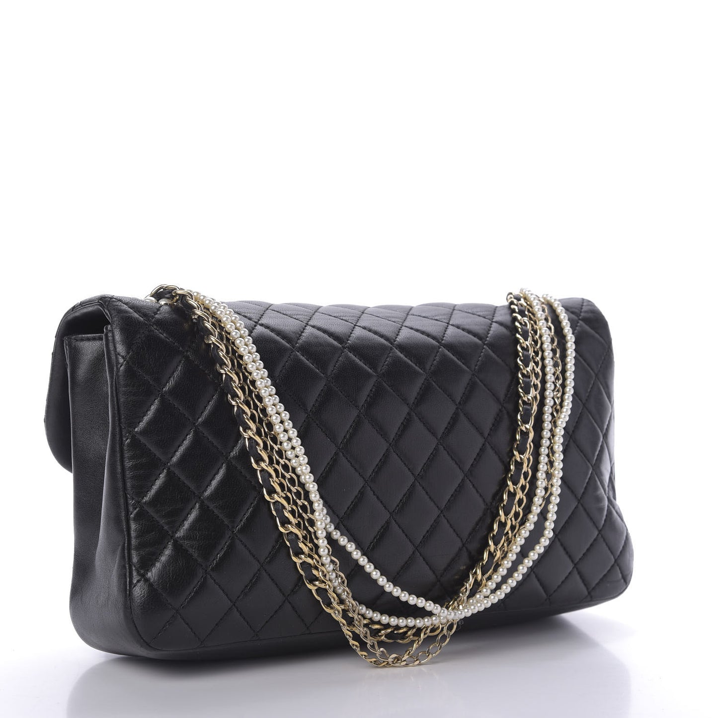 Lambskin Medium Westminster Pearl Flap Black
