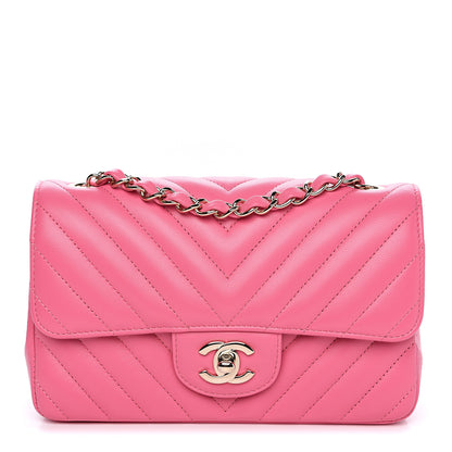 Chanel Lambskin Chevron Quilted Mini Rectangular Flap Pink 1 of 10