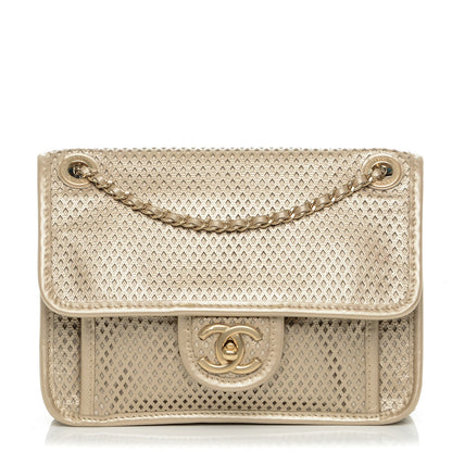 Chanel Metallic Perforated Calfskin Small Up In The Air Flap Light Gold 1 of 7