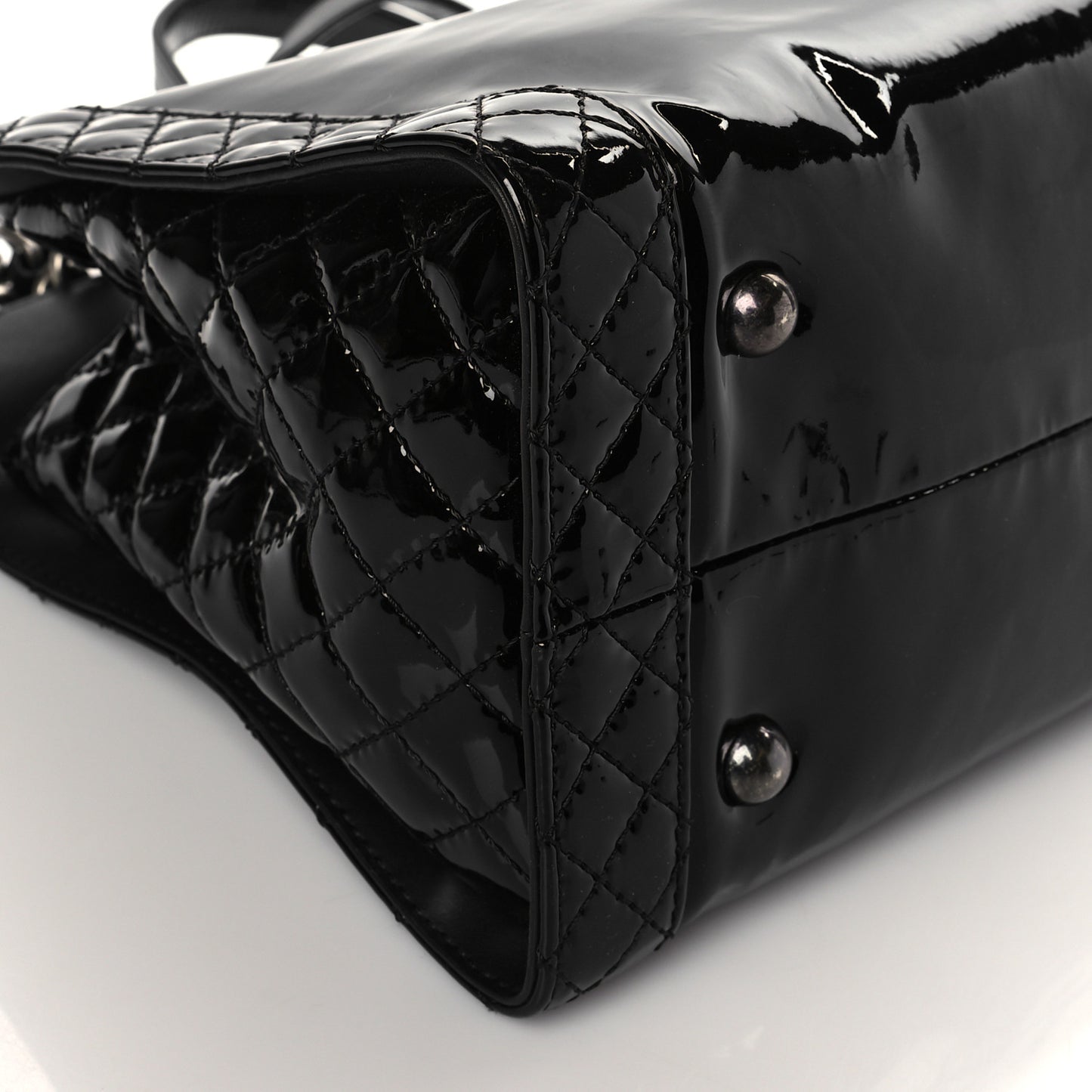Patent Quilted Reverso Boy Tote Black