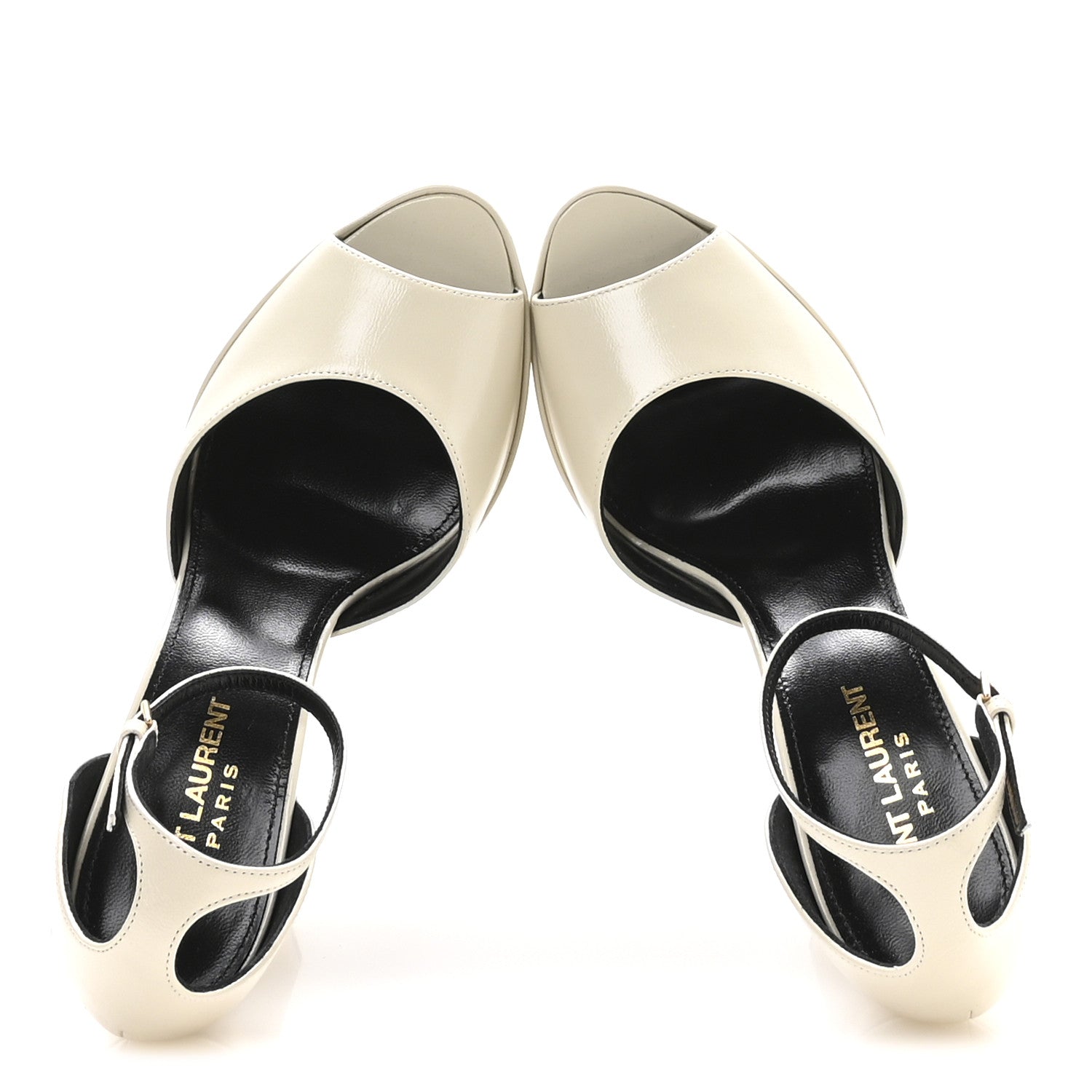 Saint Laurent Lambskin Jodie Platform Sandals 38 Pearl 1764831
