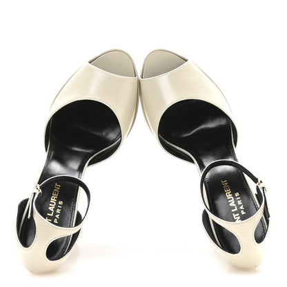 Saint Laurent Lambskin Jodie Platform Sandals 38 Pearl 2 of 9