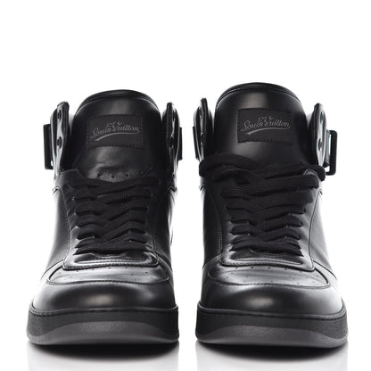 Louis Vuitton Calfskin Monogram Eclipse Rivoli High Top Sneakers 9 Black 2 of 8