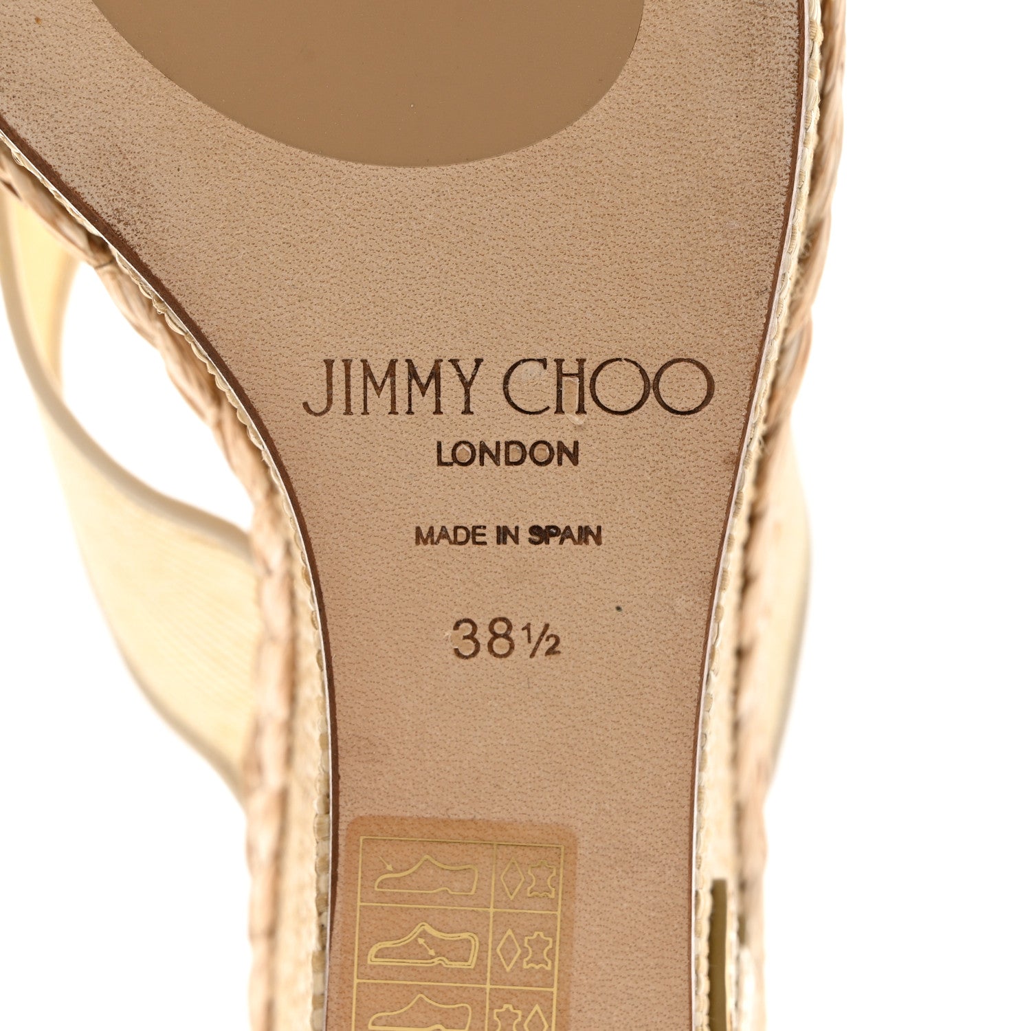 Jimmy Choo Metallic Mesh Raffia Dovina 100 Wedge Sandals 38.5 Latte Gold 7 of 8
