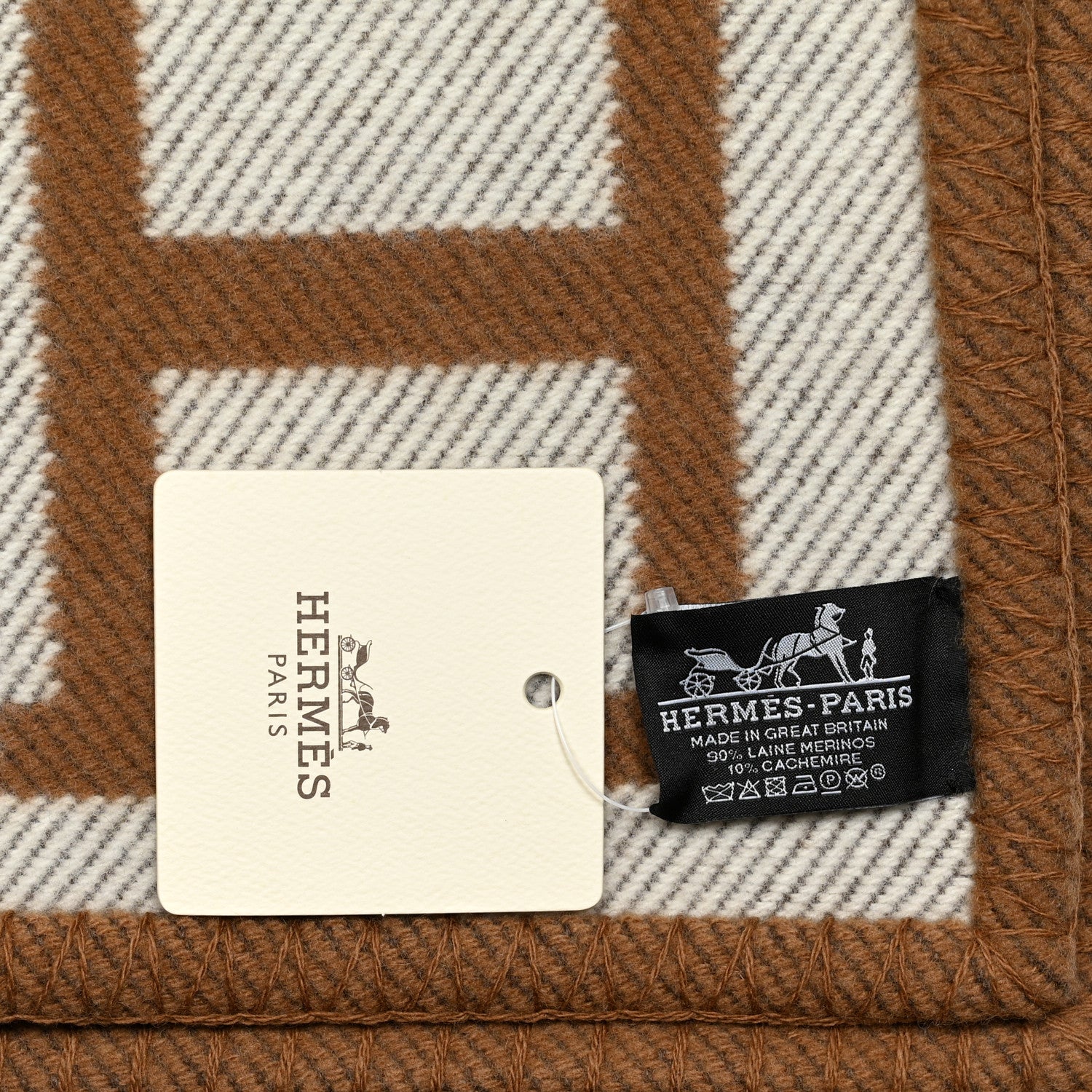 Hermes Wool Cashmere Avalon Blanket Ecru Camel 3 of 3