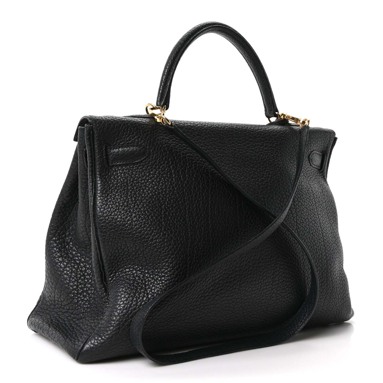 Hermes Fjord Horseshoe Kelly Retourne 35 Black Etoupe 2 of 9