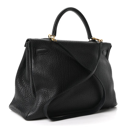 Hermes Fjord Horseshoe Kelly Retourne 35 Black Etoupe 2 of 9