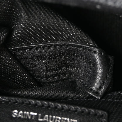 Saint Laurent Linen Calfskin Rive Gauche Tote Black 7 of 10