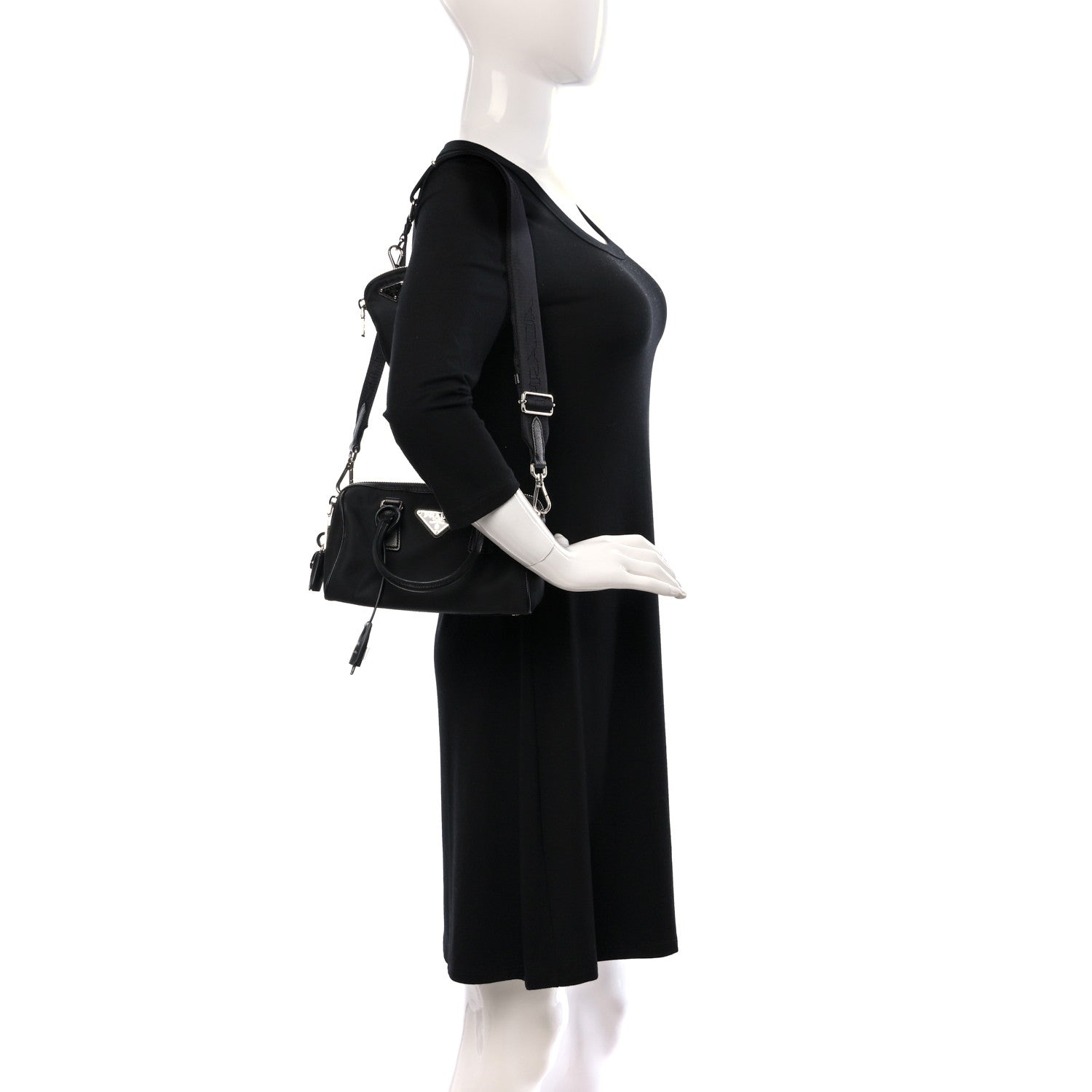 Prada Nylon Saffiano Re-Edition 2005 Top Handle Crossbody Bag Black 2 of 9