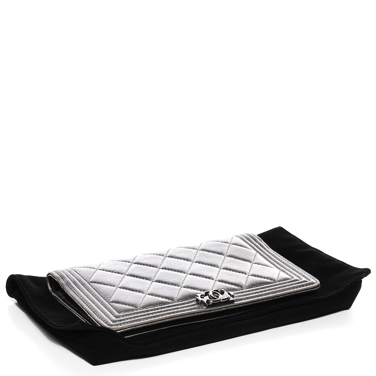 Metallic Calfskin Quilted Boy Yen Wallet Silver