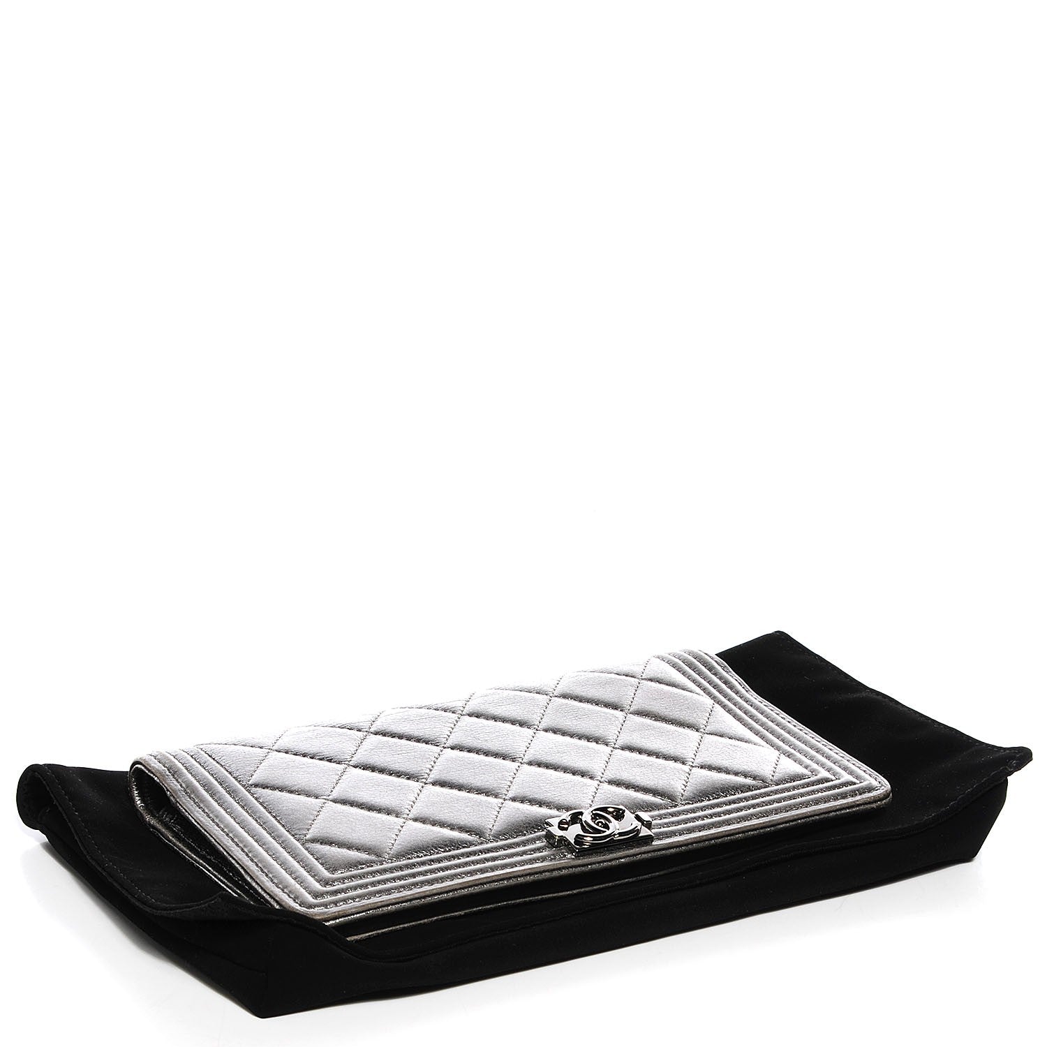 Chanel Metallic Calfskin Quilted Boy Yen Wallet Silver 5 of 8