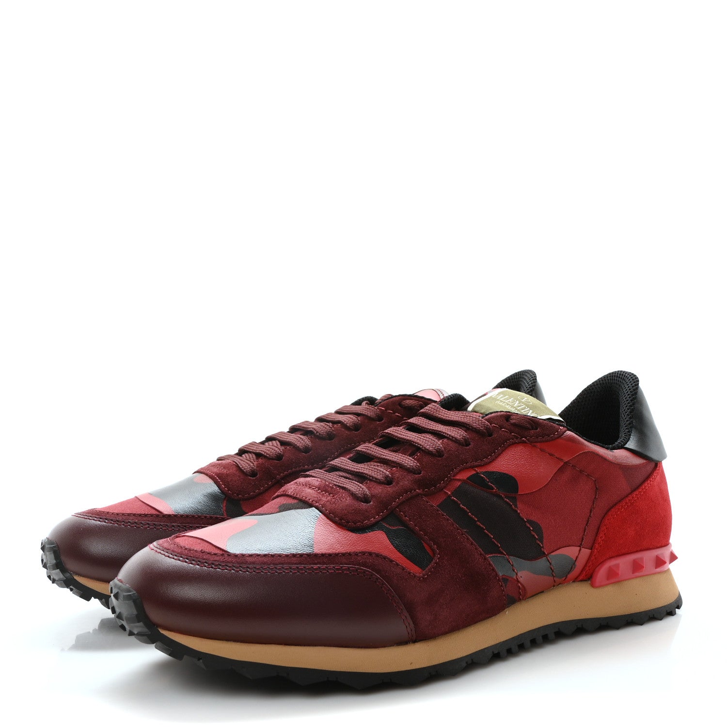 Valentino Garavani Nappa Suede Camouflage Mens Rockrunner Sneakers 43 Rubin Scarlet 4 of 9