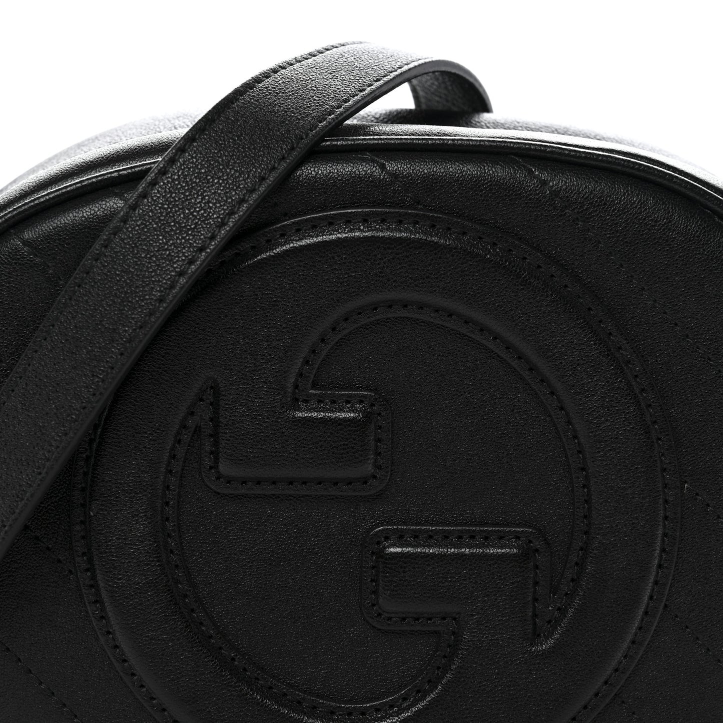 Sakai Be Green Calfskin Diagonal Stitched Mini Blondie Shoulder Bag Black
