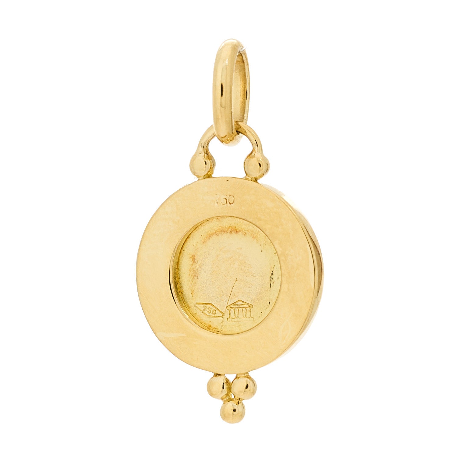 Temple St. Clair 18K Yellow Gold Diamond 10mm Pave Angel Pendant 3 of 3