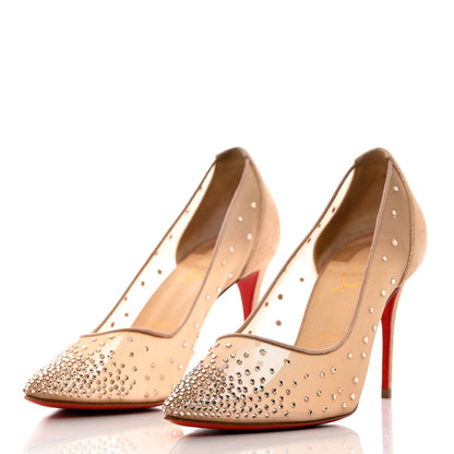 Christian Louboutin Suede Lame Crystal Strass Follies 85 Pumps 41 Light Silk 3 of 9