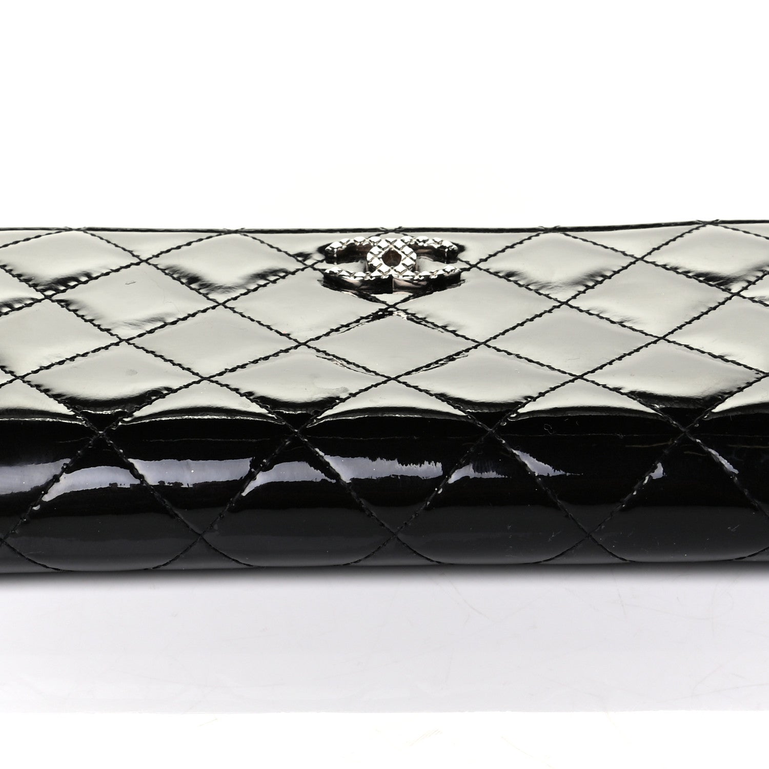 Chanel Patent Quilted Brilliant Zip Around Wallet Black 5 of 6