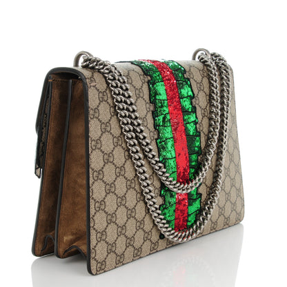 Gucci GG Supreme Monogram Lightning Embroidered Medium Dionysus Shoulder Bag Beige 3 of 7