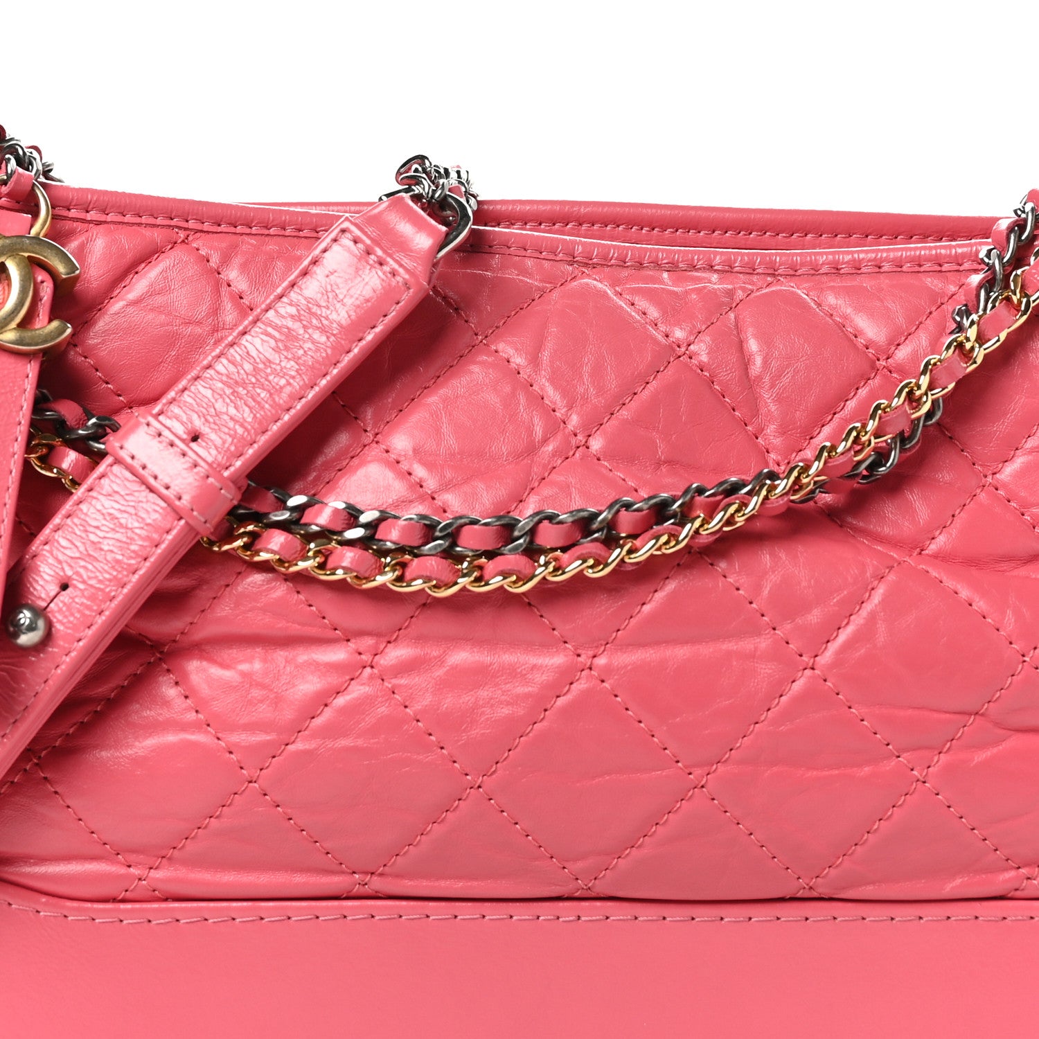 Chanel Aged Calfskin Quilted Medium Gabrielle Hobo Pink 8 of 10