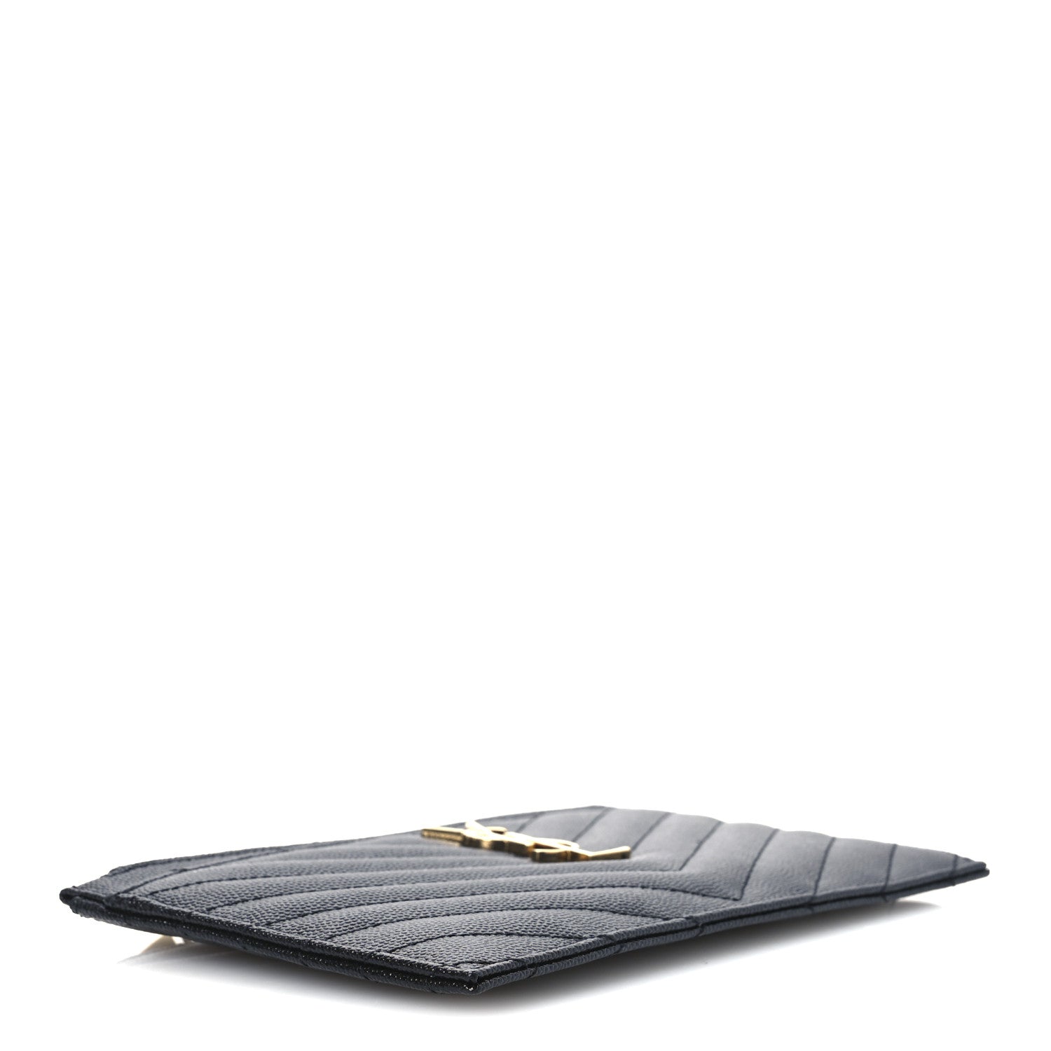Saint Laurent Grain De Poudre Chevron Monogram Bill Pouch Black 4 of 8