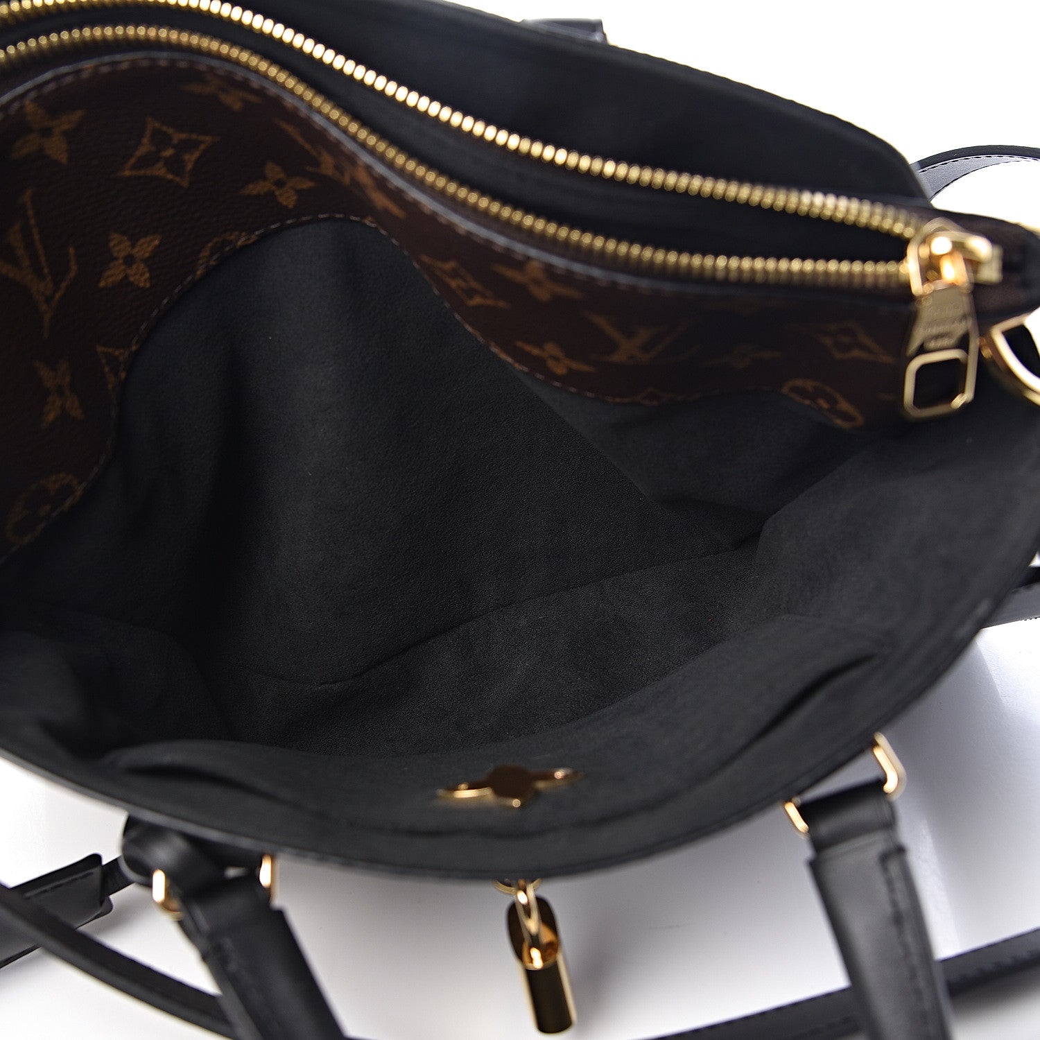 Louis Vuitton Monogram Flower Zipped Tote PM Black 7 of 13