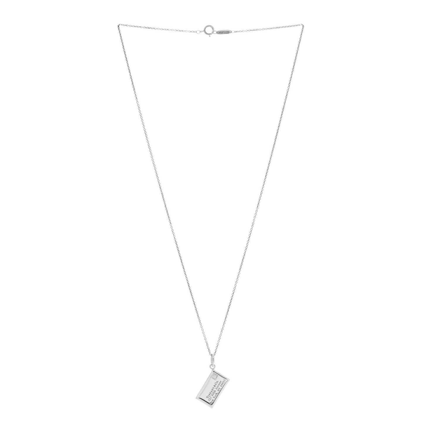 Sterling Silver Diamond Envelope Pendant Necklace