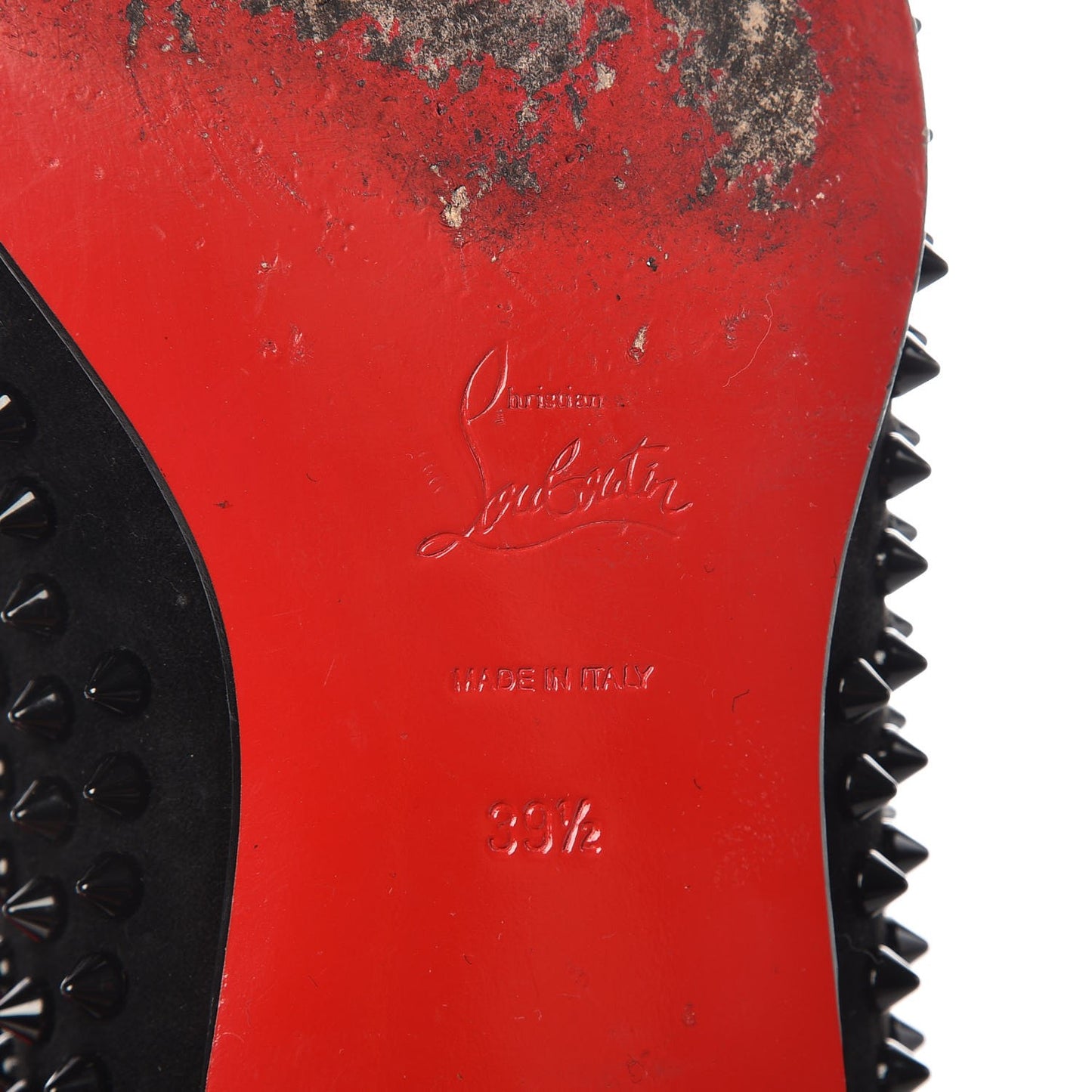 Mens Veau Velours Spikes Dandelion Flat 39.5 Black