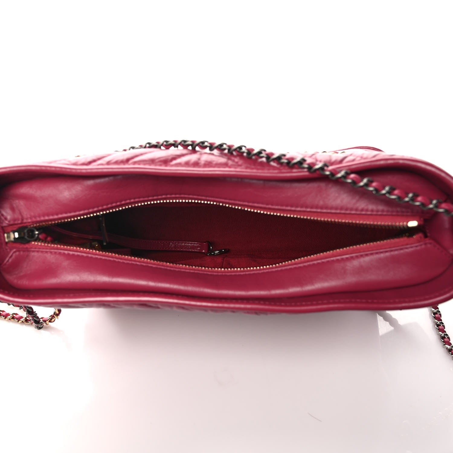 Chanel Aged Calfskin Chevron Quilted Medium Gabrielle Hobo Dark Pink 5 of 9
