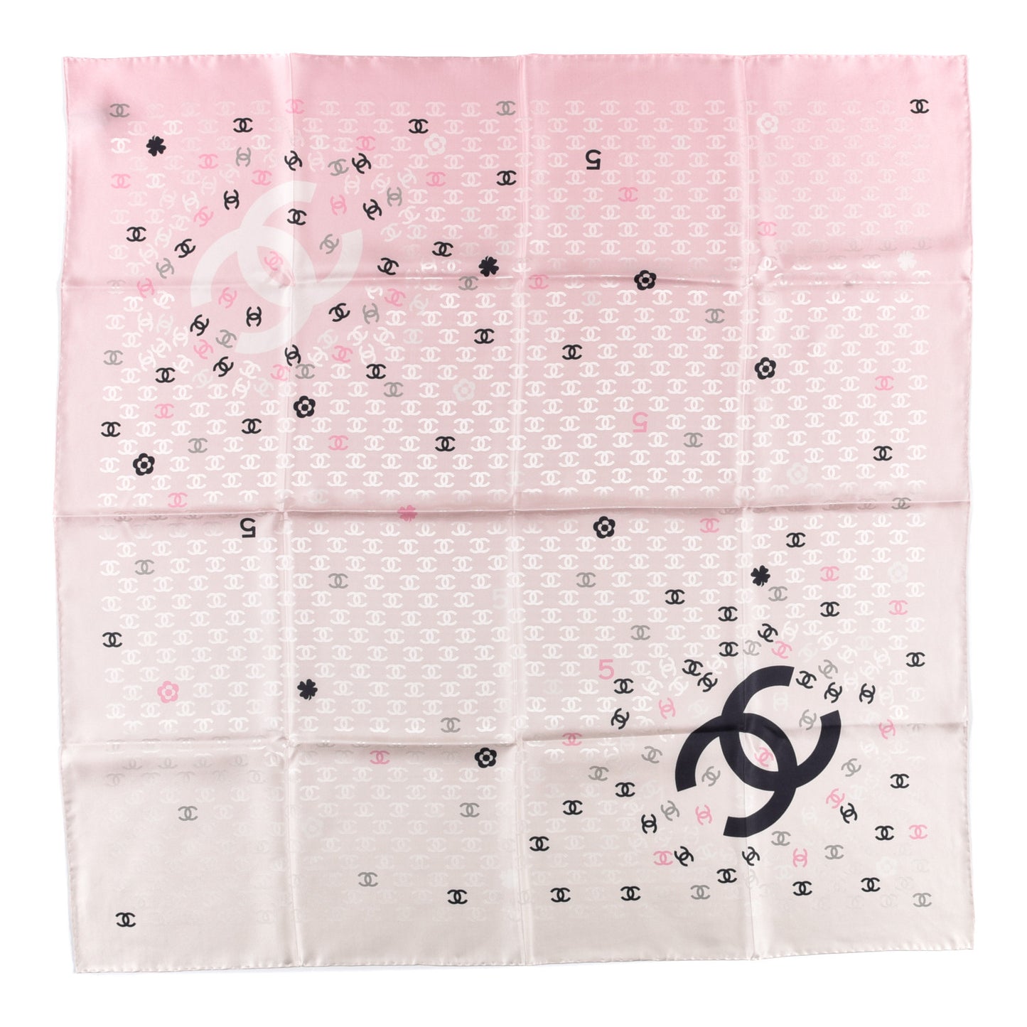 Silk CC Logo Scarf Pink Ecru Black
