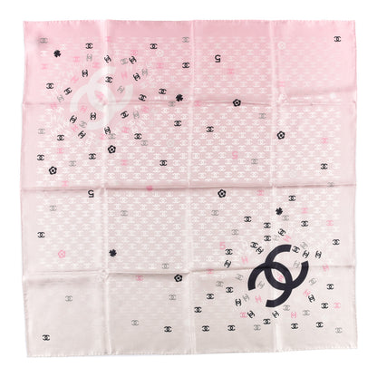 Chanel Silk CC Logo Scarf Pink Ecru Black 1 of 3