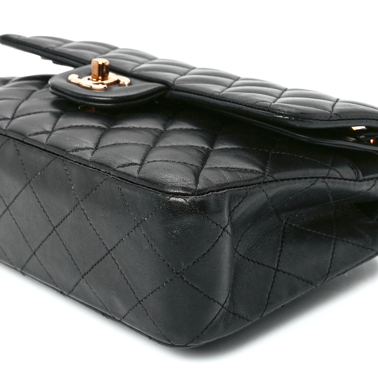 Lambskin Quilted Small Double Flap Black