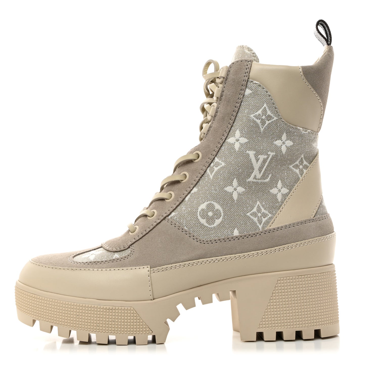 Suede Calfskin Monogram Laureate Platform Desert Boots 39 Taupe