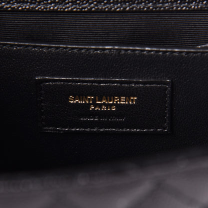 Saint Laurent Grain De Poudre Textured Mixed Matelasse Triquilt Medium Monogram Satchel Black 7 of 10