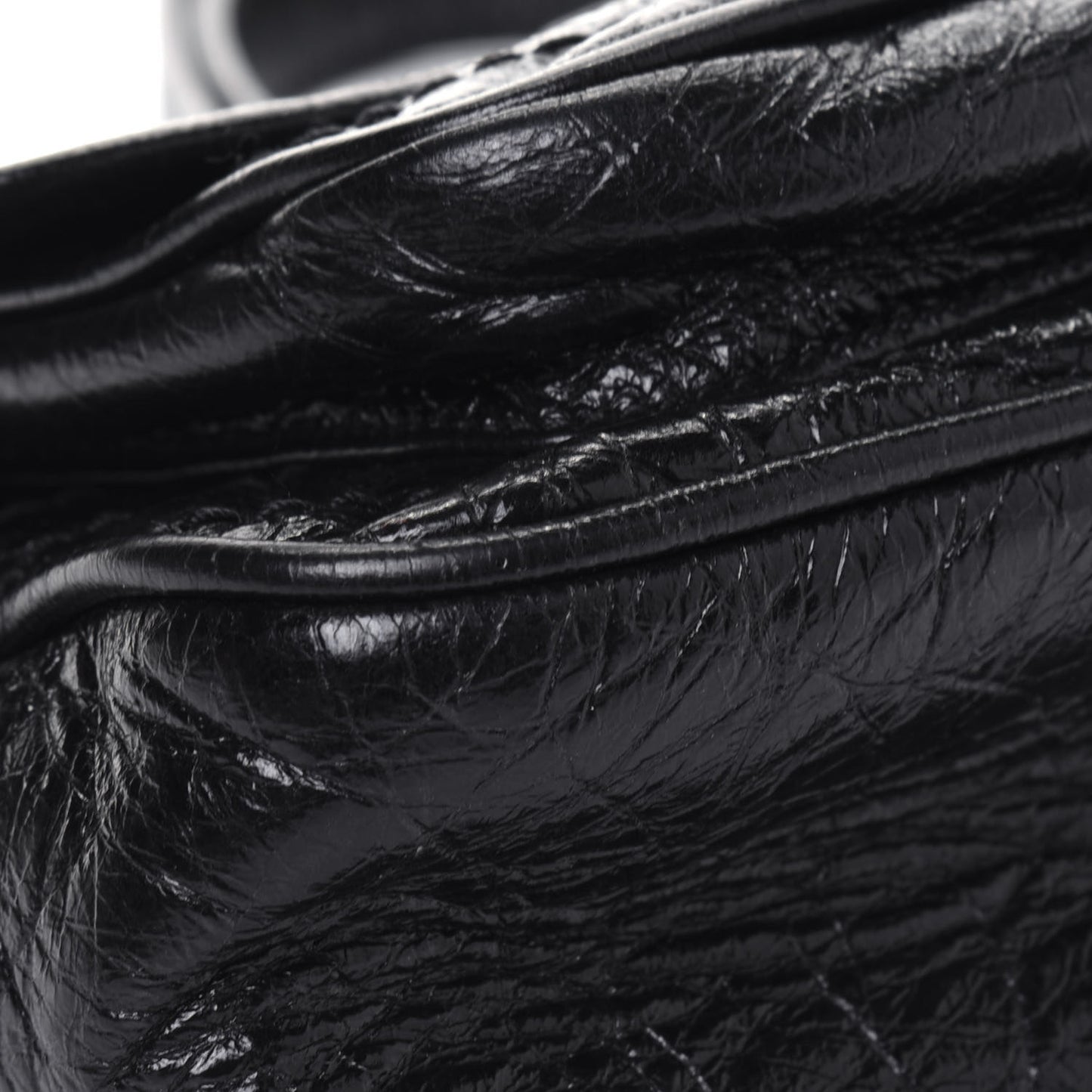 Crinkled Calfskin Matelasse Monogram Baby Niki Chain Satchel Black